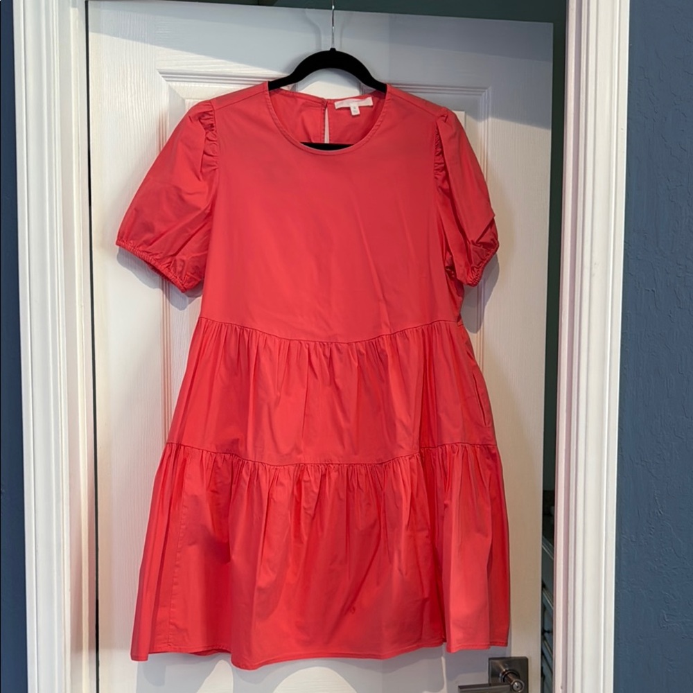 Adyson Parker Coral Tiered Dress with Pockets
